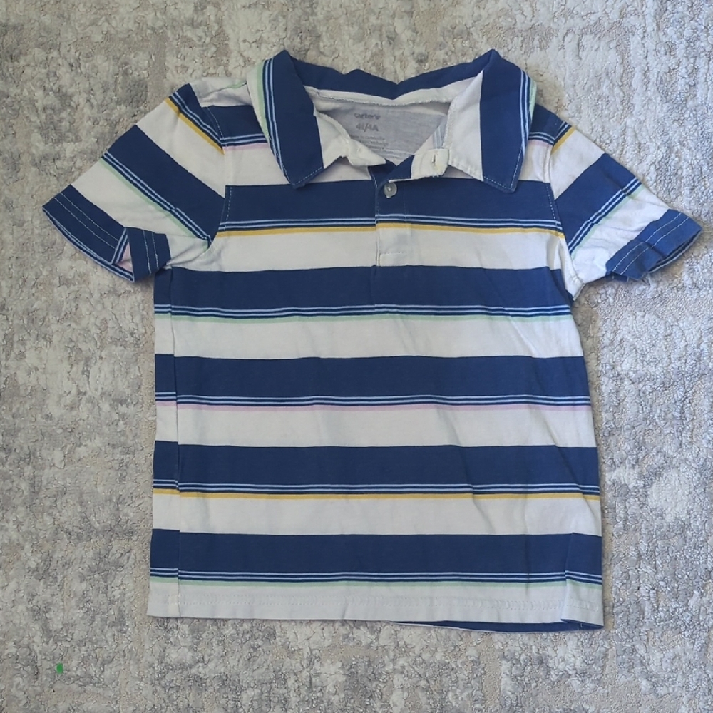 Carter's Blue and White Striped Polo Size 4T